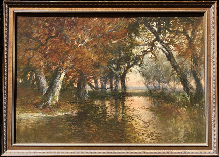 Hugo Anton Fisher Marsh Fall Sunset, probably a marsh on the island of Alameda in San Francisco Bay, Fisher's home.